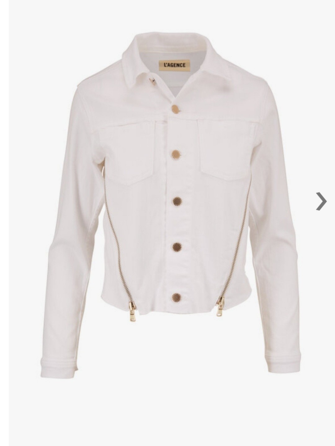L'agence Jamie White Double Front Zipper Denim Jacket